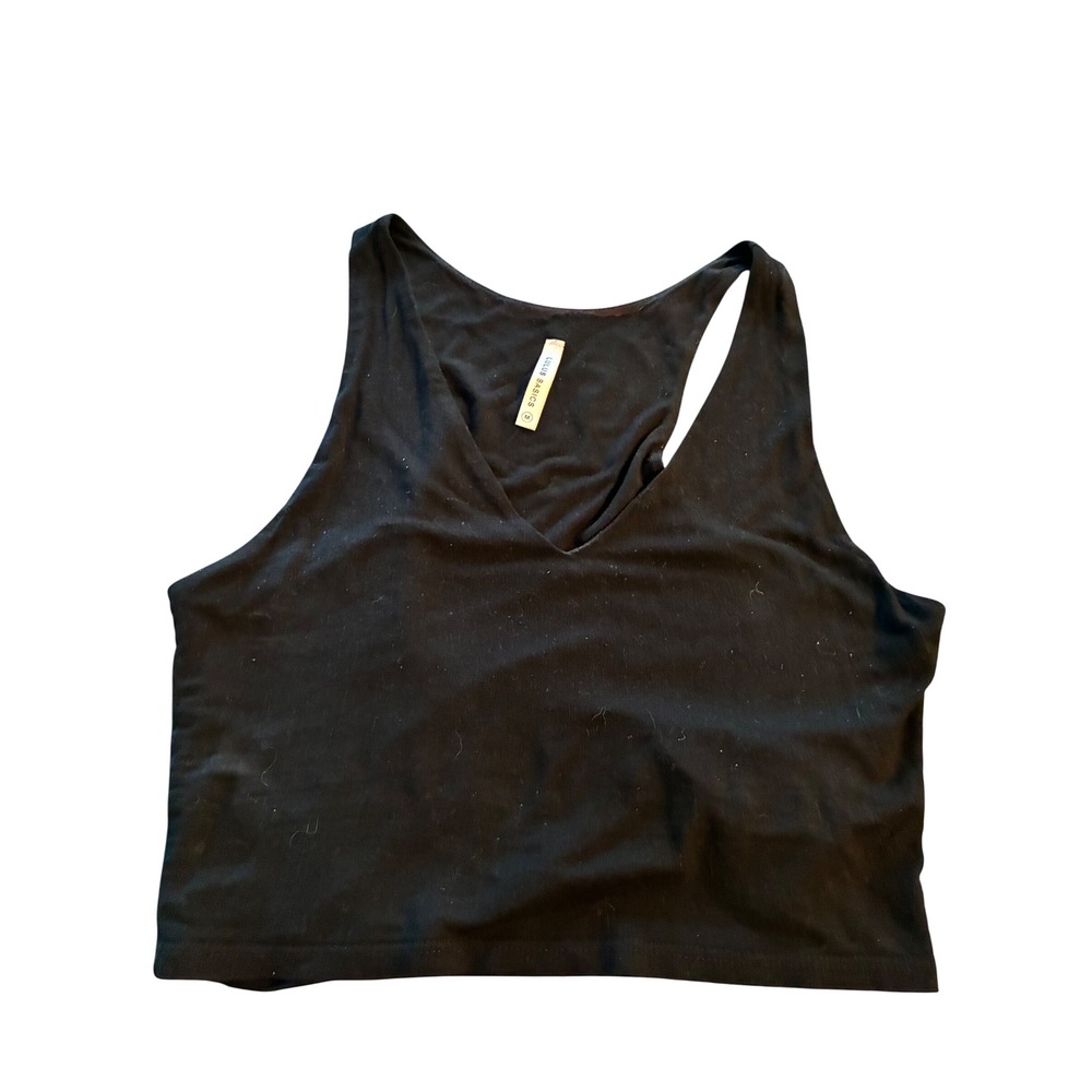 Lulus Basics Womens Black Crop Tank Top Bundle V-Neck Racerback Square Neck‎ M